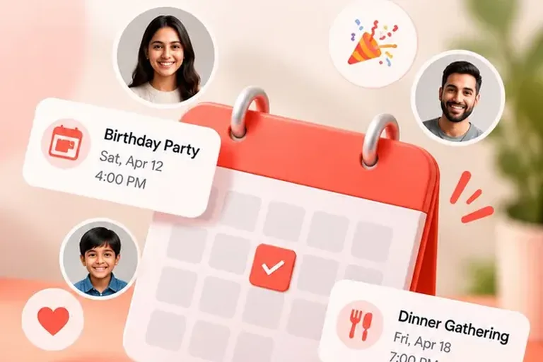 A calendar with a birthday party and a dinner gathering planned