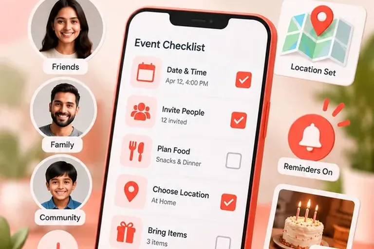 An event checklist showing items that are ready and items still missing